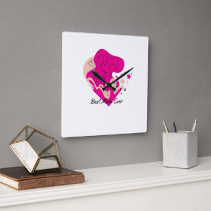 Horloge Carrée Meilleure Maman Jamais Design Coloré