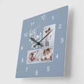 Horloge Carrée Meilleure maman Jamais maman 3 Photos Script Dusty (Angle)