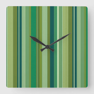 Horloge Carrée Mélange de bandes vertes chaudes et froides