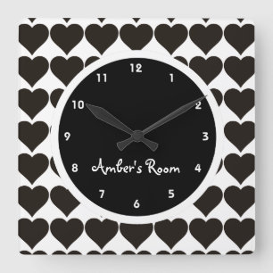 Horloge Carrée Menace de Black & White Heart
