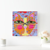 Horloge Carrée Meow Abstrait Cat Art (Maison)