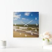 Horloge Carrée Mer avec ciel bleu - (Maison)