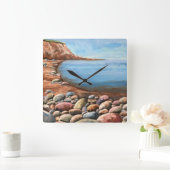 Horloge Carrée Mer Côte FLEUVES Rocheuses SEASHORE Relaxant lumin (Maison)