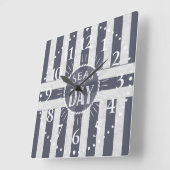 Horloge Carrée Mer nautique Jour Carpe Diem Thème Striped (Angle)