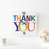 Horloge Carrée Merci coloré Gratitude (Maison)