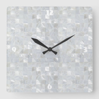 Horloge Carrée MÈRE DE PEARL IMPRIMÉ Blanc