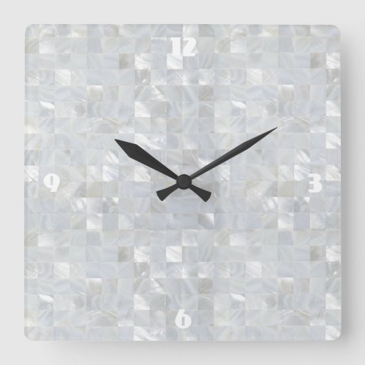 Horloge Carrée MÈRE DE PEARL IMPRIMÉ Blanc (Recto)