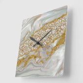 Horloge Carrée Mère de perle et d'or Abstrait (Angle)