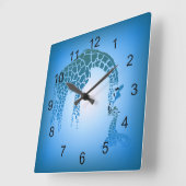 Horloge Carrée Mère et bleu cerulean mignon de la girafe | de (Angle)