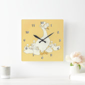 Horloge Carrée Mère Goose & Ses Petits (Maison)