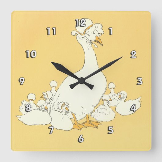Horloge Carrée Mère Goose & Ses Petits (Recto)