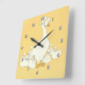 Horloge Carrée Mère Goose & Ses Petits (Angle)