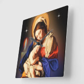 Horloge Carrée Mère Marie et Jésus (Angle)