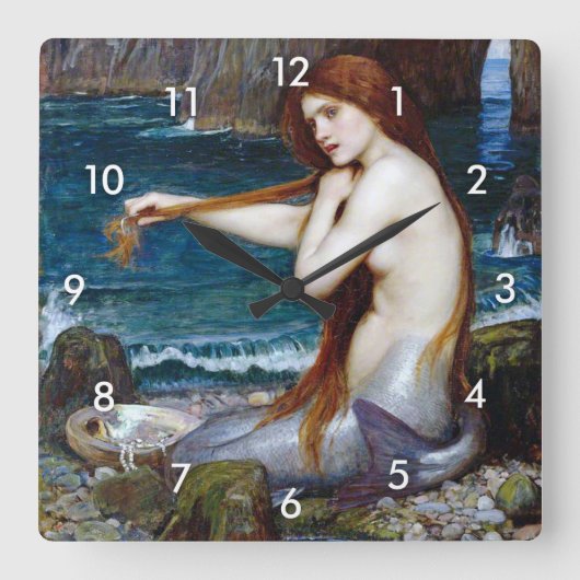 Horloge Carrée Mermaid, John William Waterhouse (Recto)