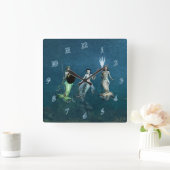 Horloge Carrée Mermaids Ready For Battle (Maison)