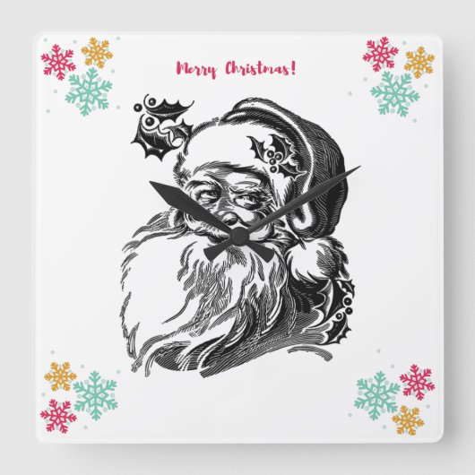 Horloge Carrée "Merry-Christmas" Acrylic Wall Clock (Recto)