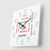 Horloge Carrée Merry Christmas different languages (Angle)