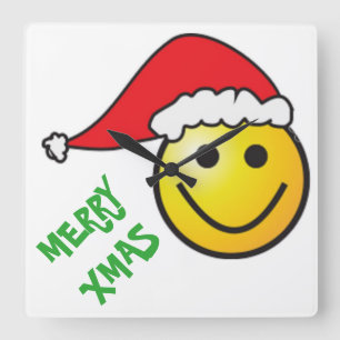 HORLOGE CARRÉE MERRY CHRISTMAS FACE PÈRE NOËL