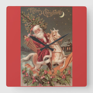 Horloge Carrée Merry Christmas wall clock