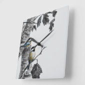 Horloge Carrée Mésanges (Angle)