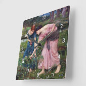 Horloge Carrée Mesdames Picking Roses, John William Waterhouse (Angle)