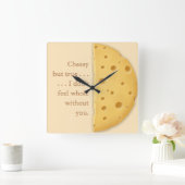 Horloge Carrée Message Cheesy Personnalisable Charming Trompe L'o (Maison)
