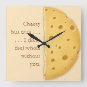 Horloge Carrée Message Cheesy Personnalisable Charming Trompe L'o