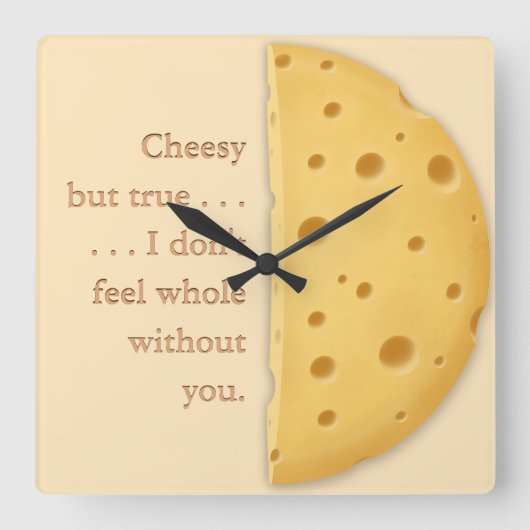 Horloge Carrée Message Cheesy Personnalisable Charming Trompe L'o (Recto)