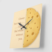 Horloge Carrée Message Cheesy Personnalisable Charming Trompe L'o (Angle)