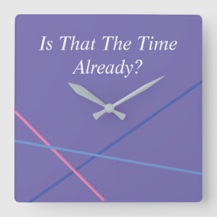 Horloge Carrée Message DIY en blanc sur fond bleu pervenche