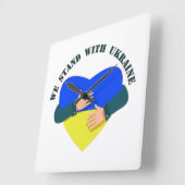 Horloge Carrée Message inspirant Nous sommes avec l'Ukraine (Angle)