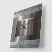 Horloge Carrée Metal and diamond plate design (Angle)
