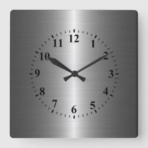 Horloge Carrée Métal argenté d'acier inoxydable