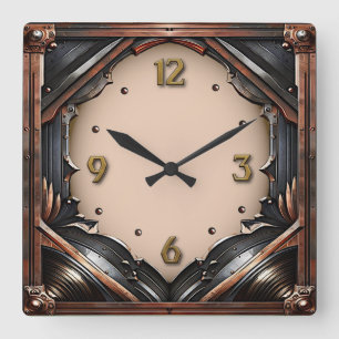 Horloge Carrée Métal Art Déco