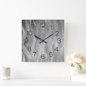 Horloge Carrée Métal brossé argenté Abstrait (Maison)