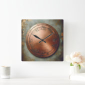 Horloge Carrée métal corrodé (Maison)