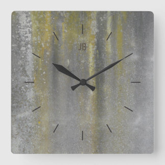 Horloge Carrée MÉTAL JAUNE | décoration industrielle