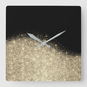 Horloge Carrée Métal minimal gris de parties scintillantes de