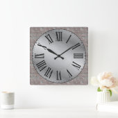 Horloge Carrée Métallc Face/Brick Wall Background (Maison)