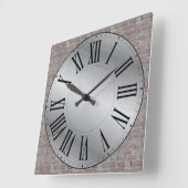 Horloge Carrée Métallc Face/Brick Wall Background (Angle)