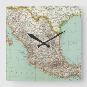 Horloge Carrée Mexique - carte du Mexique
