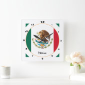 Horloge Carrée Mexique moderne, Drapeau mexicain tendance Accueil (Maison)