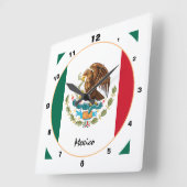 Horloge Carrée Mexique moderne, Drapeau mexicain tendance Accueil (Angle)