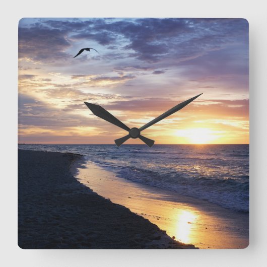 Horloge Carrée Mexique Sunrise sur la plage (Recto)