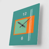 Horloge Carrée Mi-siècle Moderne Rétro (Angle)