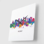 Horloge Carrée Miami Florida Skyline (Angle)