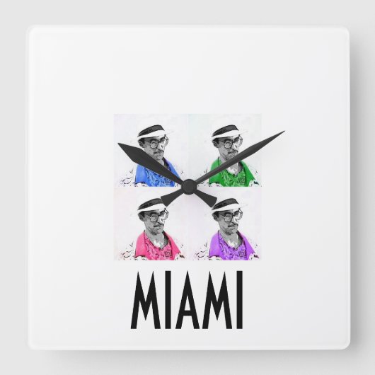 Horloge Carrée ~Miami Izzy~ MIAMI VICE IZZY POP ART WALLCLOCK! (Recto)