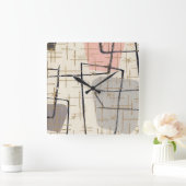 Horloge Carrée Mid Century Modern Abstract Acrylic Wall Clock (Maison)
