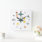 Horloge Carrée Mid Century Modern Eames atomique Starburts person (Maison)