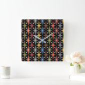 Horloge Carrée Mid Century Modern Starburst Pattern (Maison)